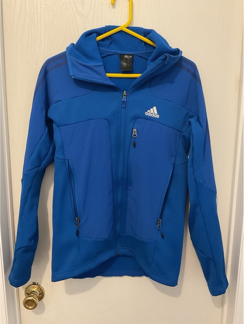 Adidas Technical Full Zip Fleece Hoodie Electric Blue Men’s Small